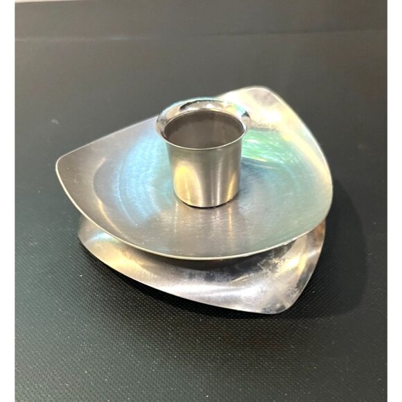 Danish Styler Avon Mid-Century Modern Stainless Steel Taper Candle Holder - Picture 2 of 9